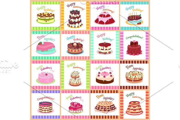 Tasty Celebratory Cakes Vector