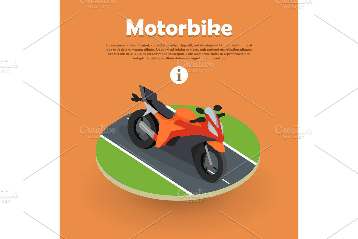 Motorbike on Part of Road in Illustrations - product preview 8
