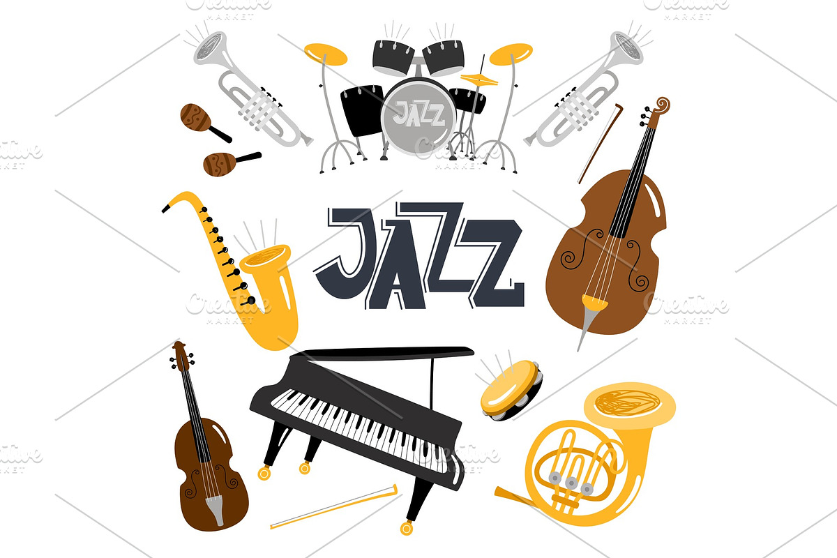 Jazz musical instruments. Vector in Illustrations - product preview 8
