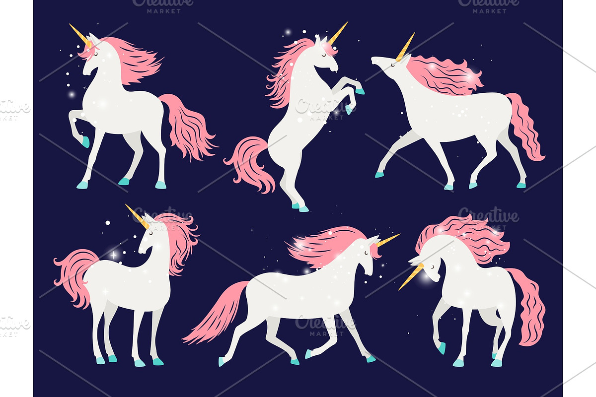 White unicorn with pink mane in Illustrations - product preview 8