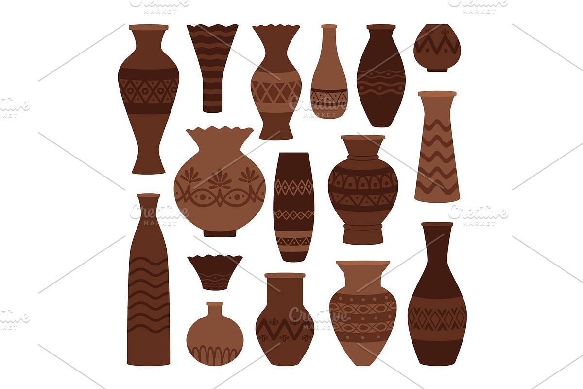 Greek clay pots. Ancient vase set in Illustrations - product preview 8