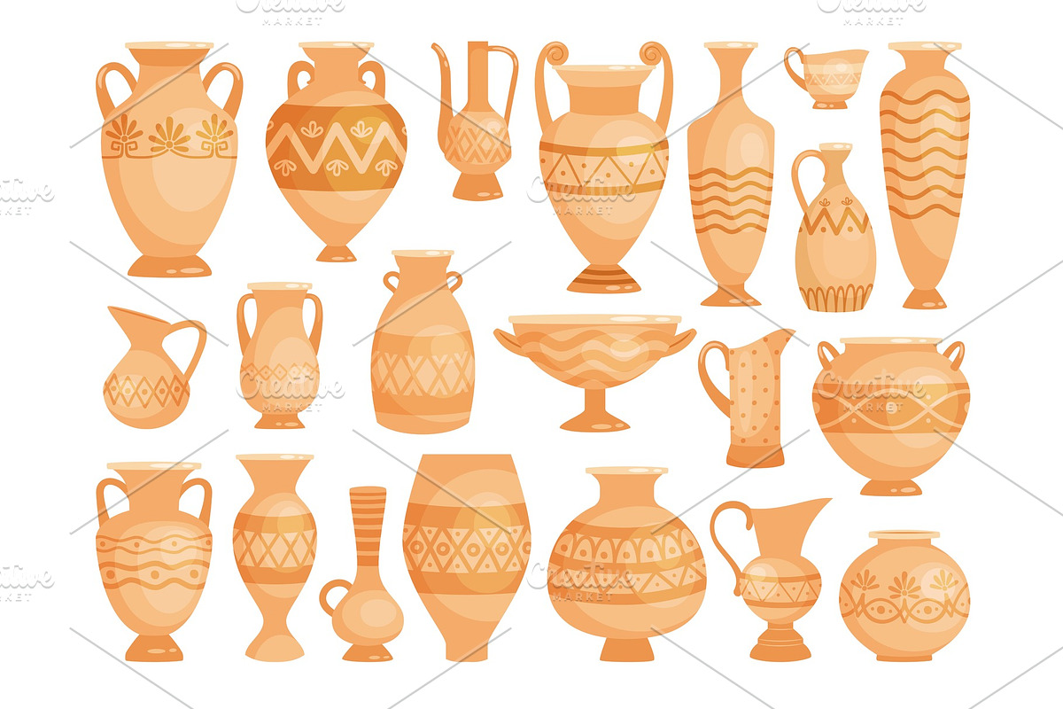 Greek vases. Ancient decorative pots in Objects - product preview 8