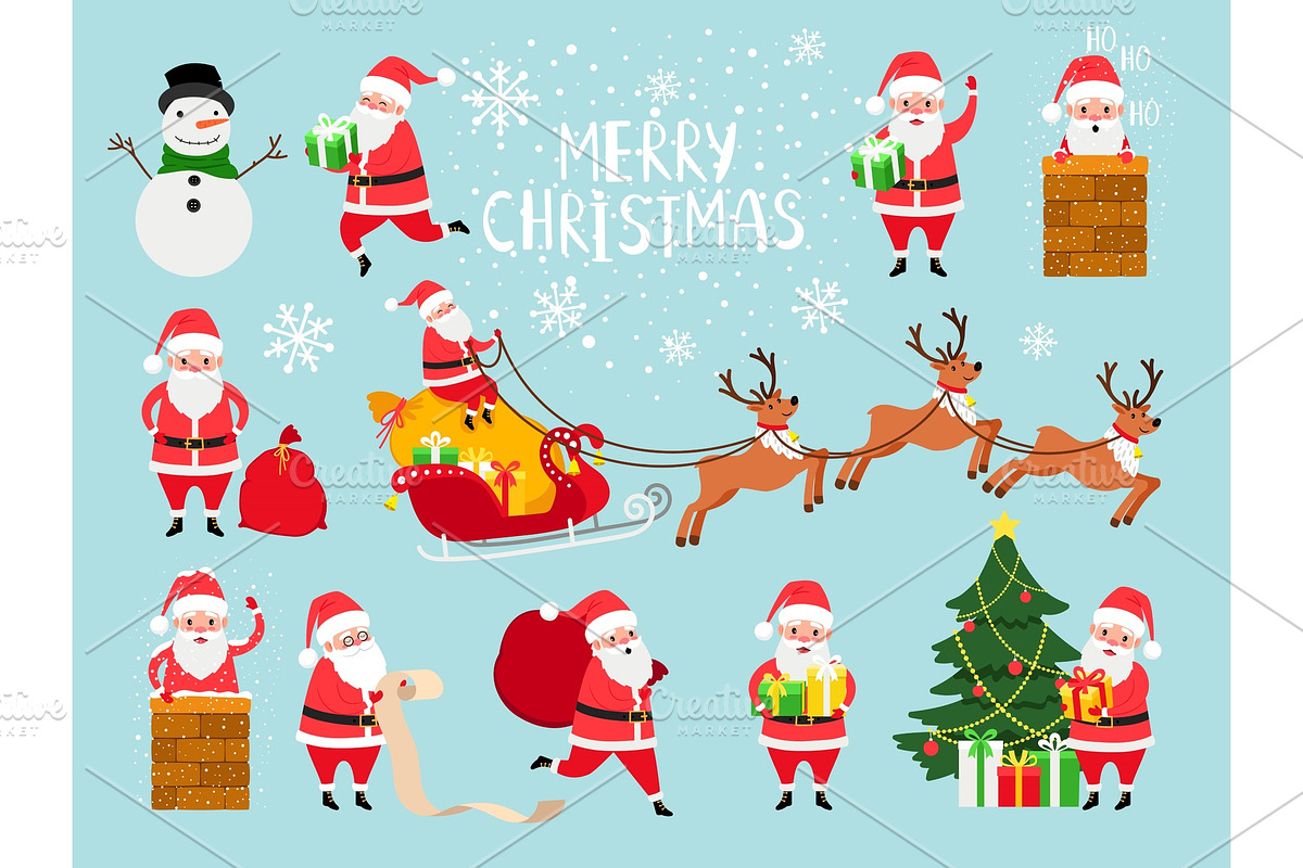 Funny vector santa. Cute vector in Objects - product preview 8