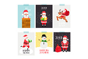 Santa posters set. Christmas winter