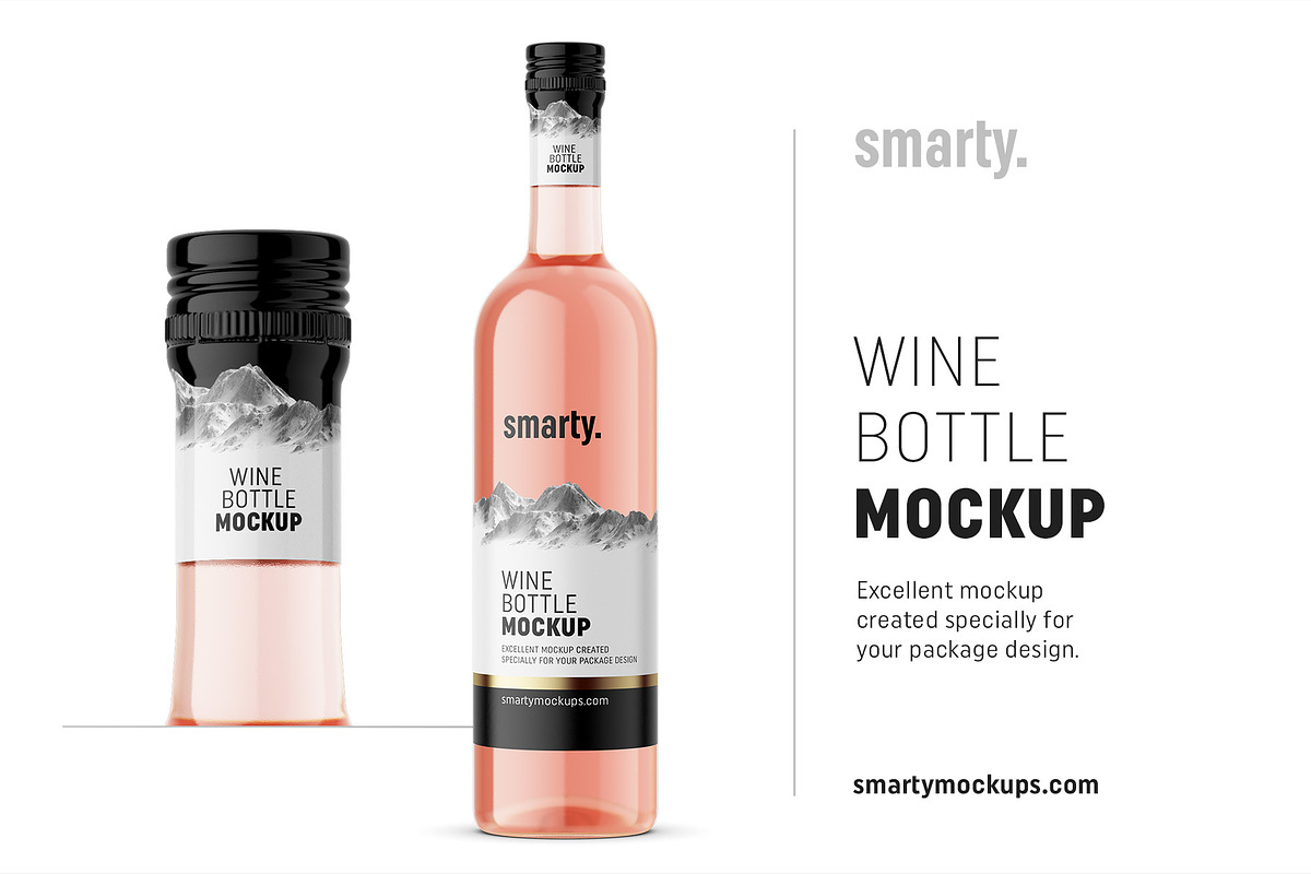 Rose wine bottle mockup in Product Mockups - product preview 8