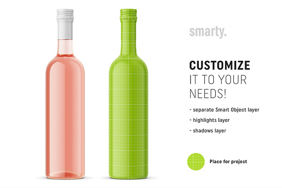 Rose wine bottle mockup in Product Mockups - product preview 1