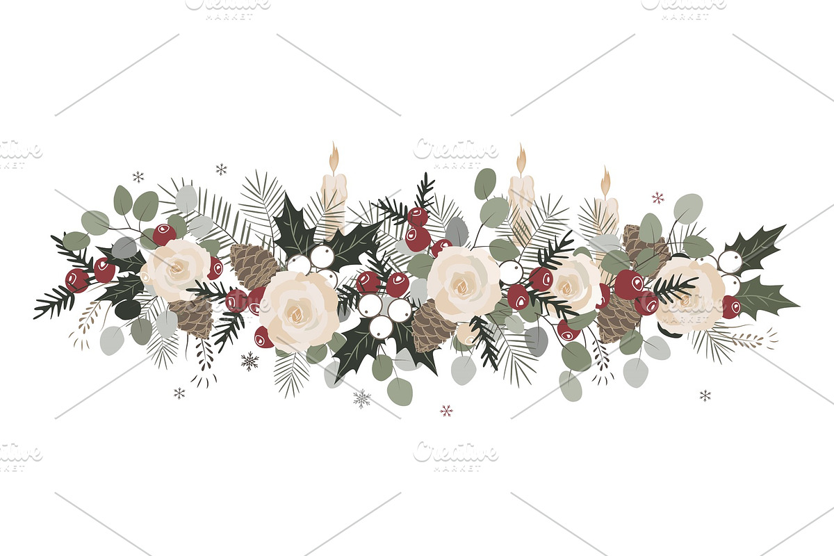 Vector Christmas border with fir in Objects - product preview 8