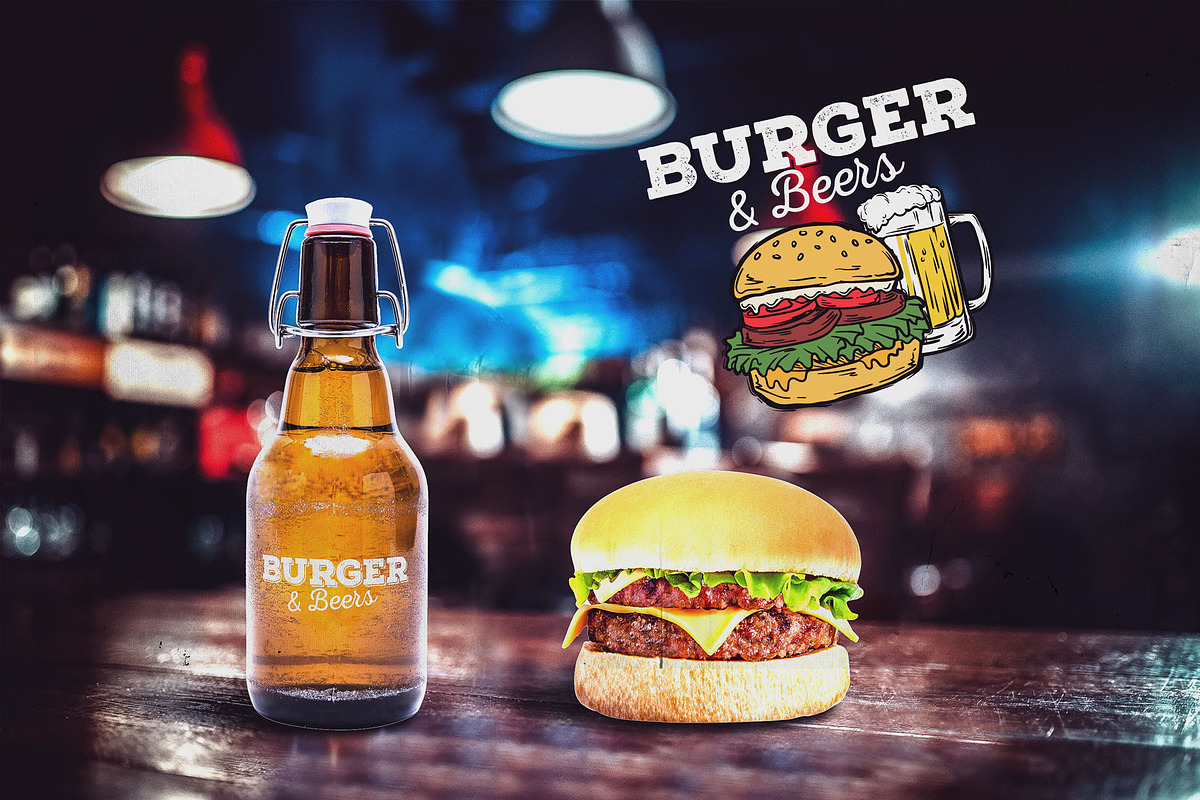 Burger & Beer Mock-up #3 in Product Mockups - product preview 8