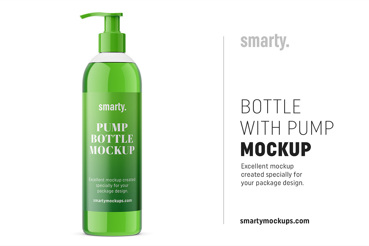 Bottle with pump mockup /transparent in Product Mockups - product preview 8