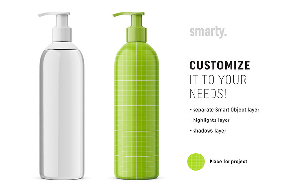 Bottle with pump mockup /transparent in Product Mockups - product preview 1