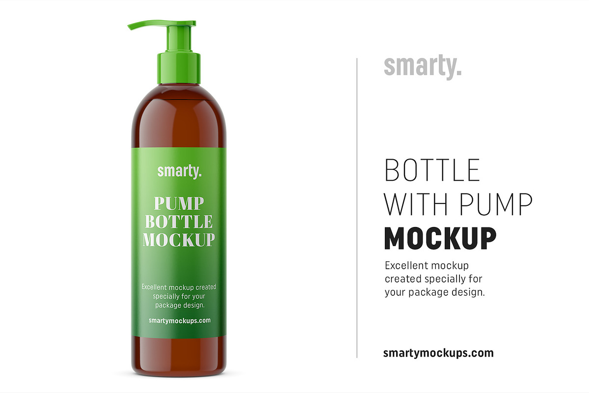 Bottle with pump / brown in Product Mockups - product preview 8