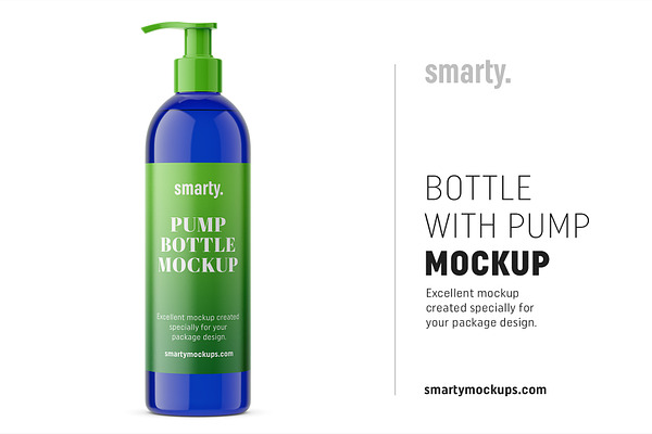 Bottle with pump mockup / cobalt