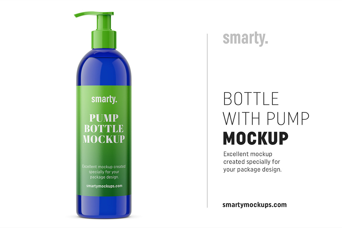 Bottle with pump mockup / cobalt in Product Mockups - product preview 8