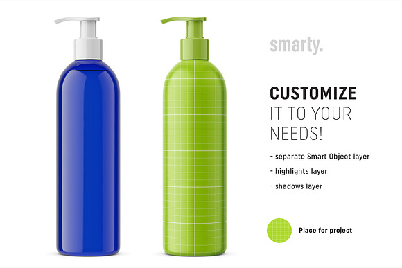 Bottle with pump mockup / cobalt in Product Mockups - product preview 1