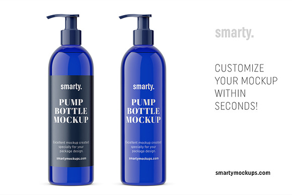 Bottle with pump mockup / cobalt in Product Mockups - product preview 2