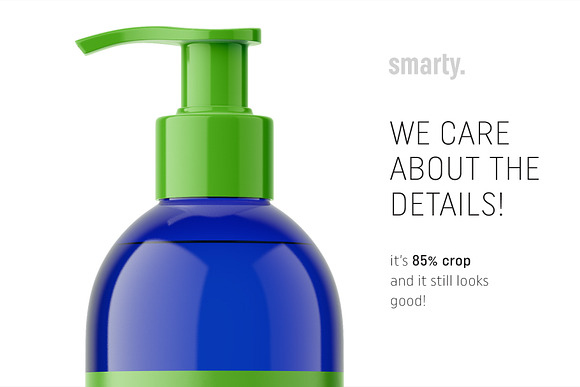 Bottle with pump mockup / cobalt in Product Mockups - product preview 3