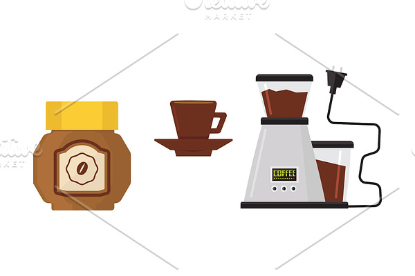 Flat vector icon of coffee maker