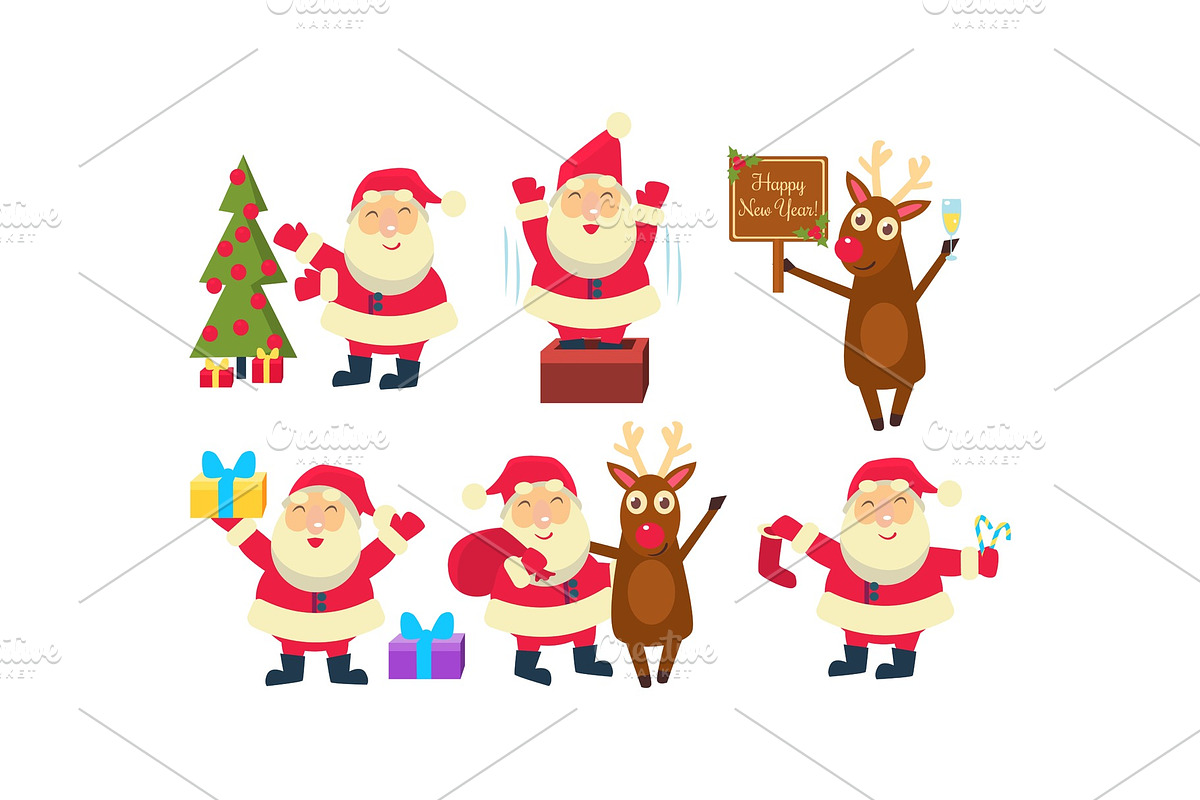 Flat vectoe set of Santa Claus in in Objects - product preview 8