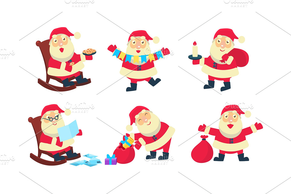 Flat vector set of Santa Claus in in Objects - product preview 8