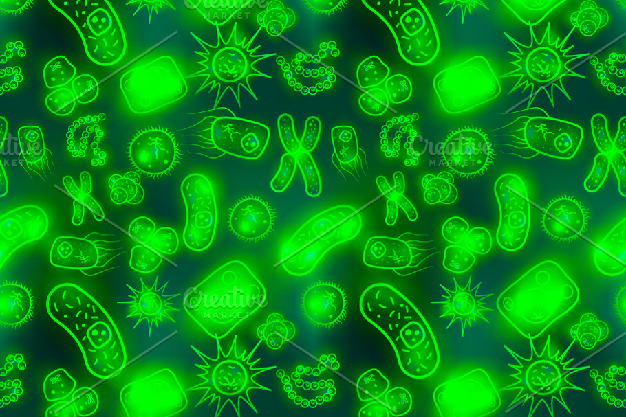 Biology cells, bacterias and virus in Patterns - product preview 8