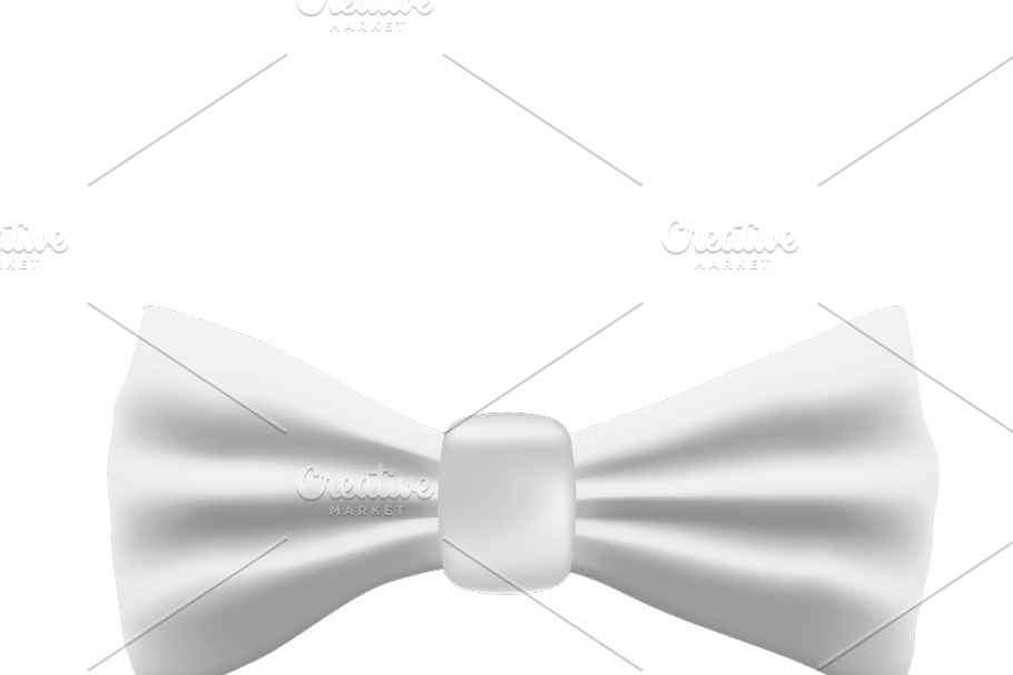 Realistic white bow tie