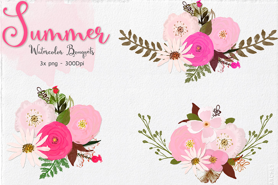 Summer - Watercolor Bouquets in Illustrations - product preview 8