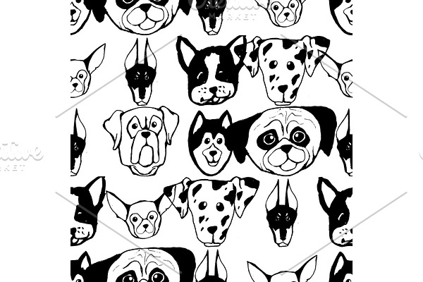Seamless pattern with Dog breeds