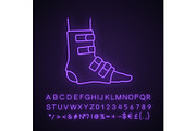 Foot ankle brace neon light icon