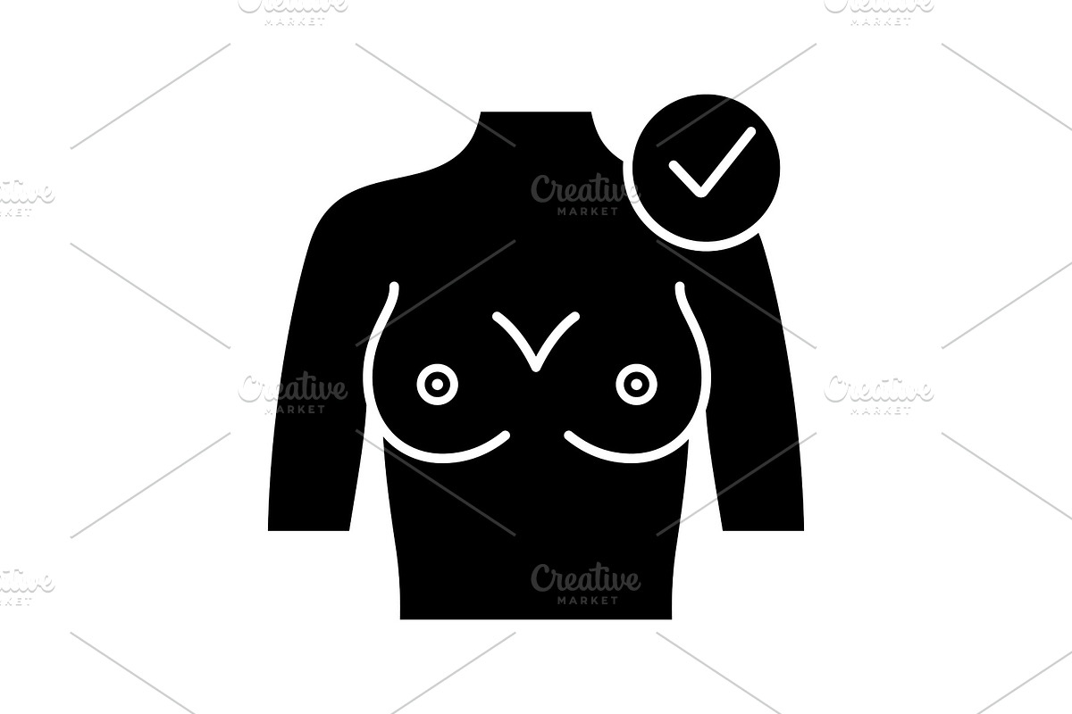 Healthy female breast glyph icon in Icons - product preview 8