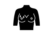 Breast pain glyph icon