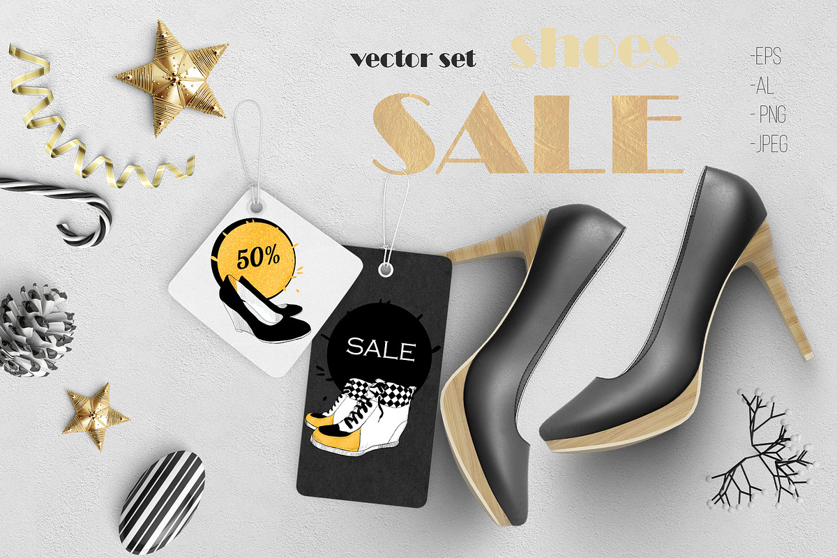 SHOES on Christmas SALE. vector in Objects - product preview 8