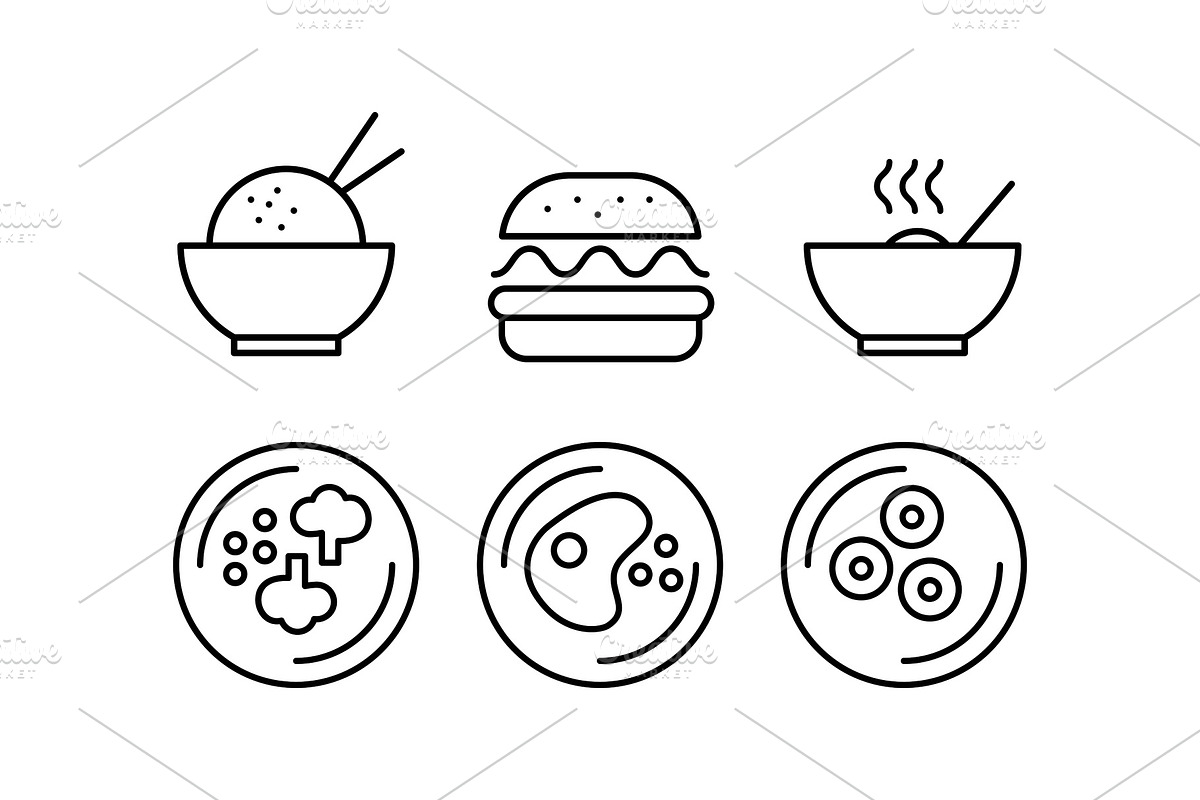 Food line icons set, fast food in Illustrations - product preview 8