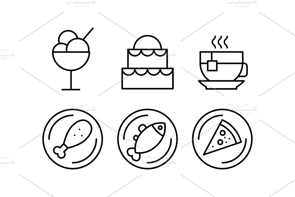 Food line icons set, delicious in Illustrations - product preview 8