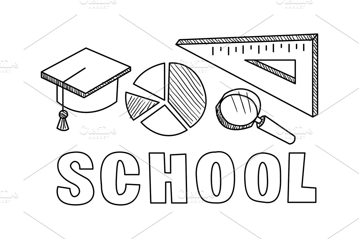 School icons set, hand drawn in Illustrations - product preview 8