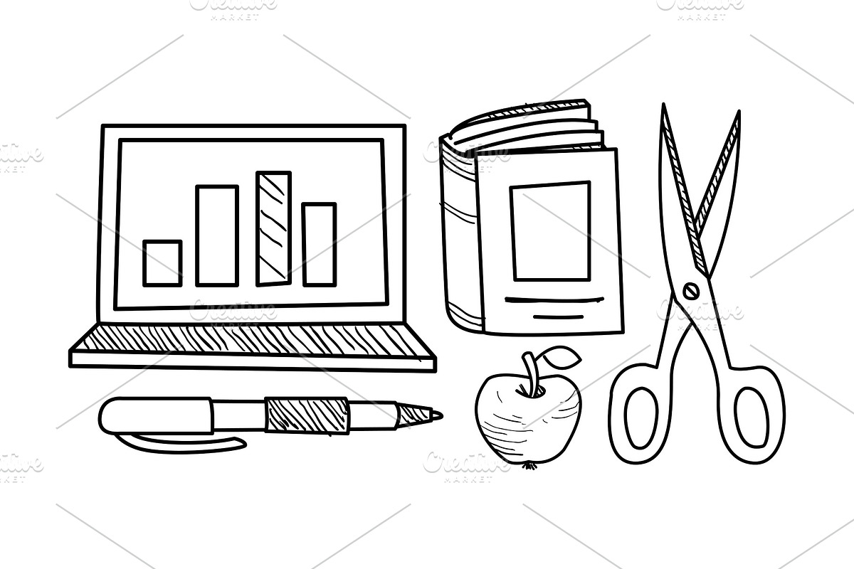 Education icons set, hand drawn in Illustrations - product preview 8