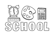 School icons set, hand drawn