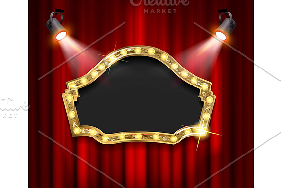Theater sign on curtain with spotlig in Graphics - product preview 1
