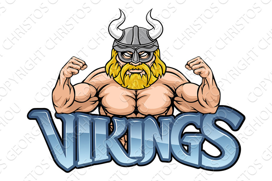 Viking Cartoon Sports Mascot in Illustrations - product preview 8