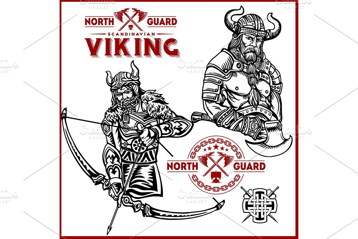 Viking warrior with big axes in Illustrations - product preview 8