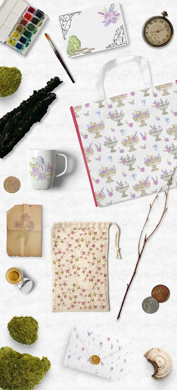 Watercolor victorian garden in Illustrations - product preview 1