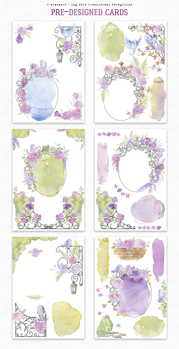 Watercolor victorian garden in Illustrations - product preview 8