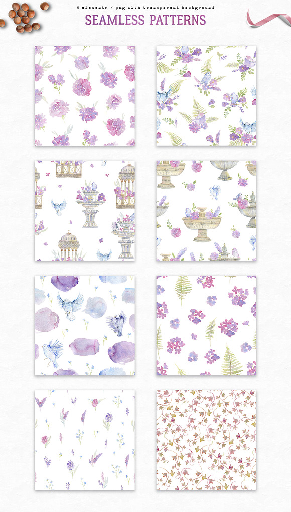 Watercolor victorian garden in Illustrations - product preview 9