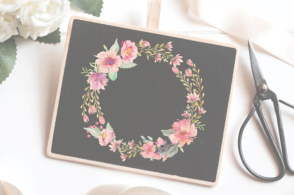 Coral and blush: trio of wreaths in Illustrations - product preview 1