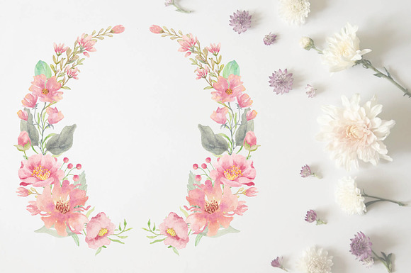 Coral and blush: trio of wreaths in Illustrations - product preview 3