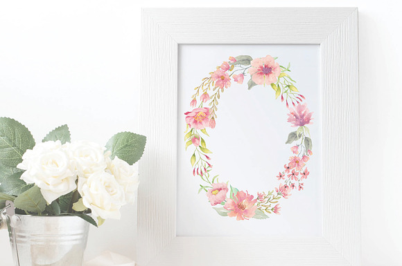 Coral and blush: trio of wreaths in Illustrations - product preview 5