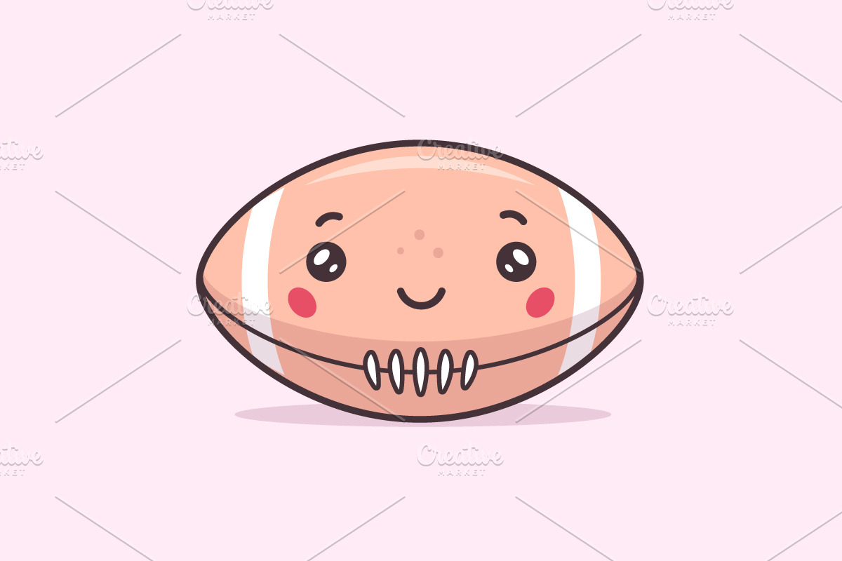 Kawaii American Football Ball in Illustrations - product preview 8