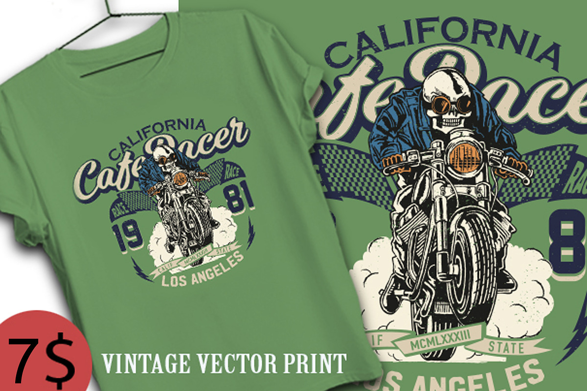 Cafe racer and skull rider in Illustrations - product preview 8