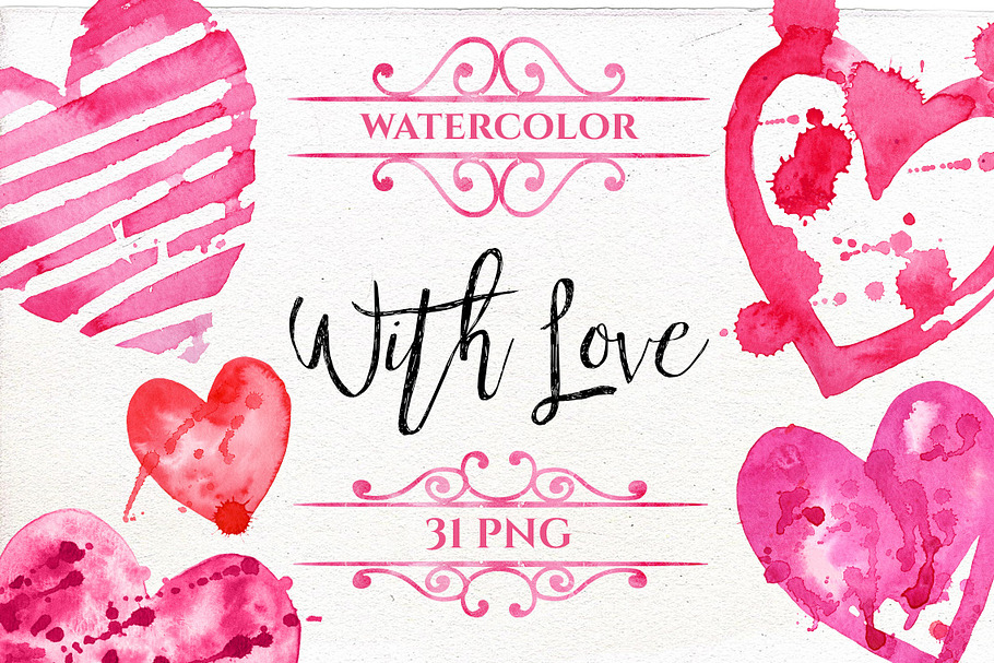 Watercolor Valentine's Day Clipart in Illustrations - product preview 8