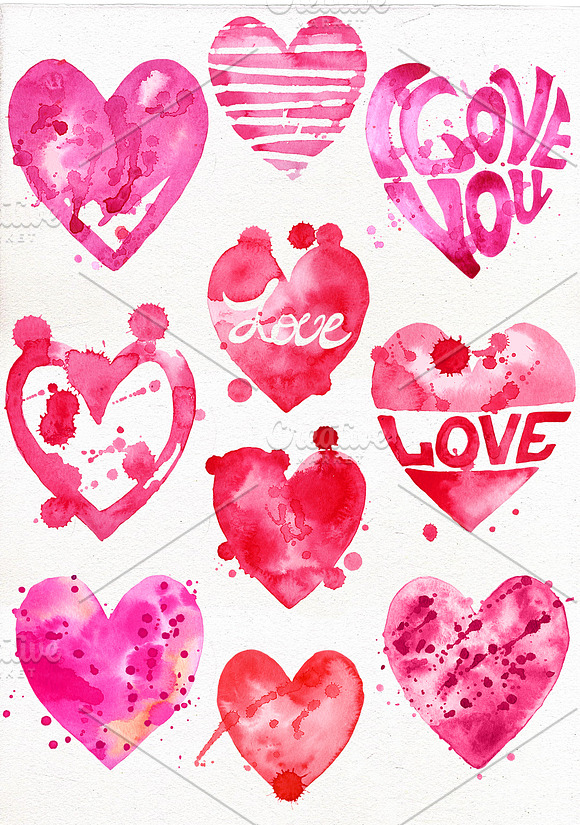 Watercolor Valentine's Day Clipart in Illustrations - product preview 2