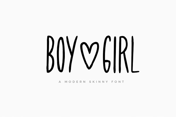 Boy & Girl Skinny Font + Extras
